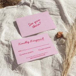 Moderne, farbenfrohe Retro Fun Funky Wedding RSVP Karte