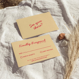 Moderne, farbenfrohe Retro Fun Funky Wedding RSVP Karte