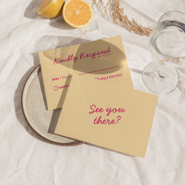 Moderne, farbenfrohe Retro Fun Funky Wedding RSVP Karte