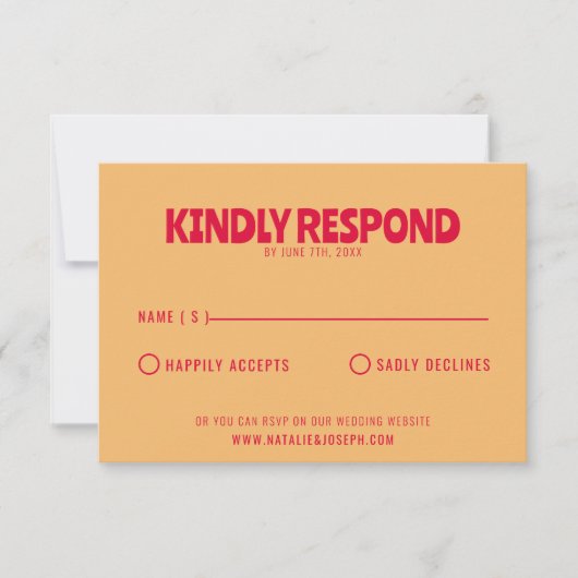 Moderne farbenfrohe Retro Fun kühne einzigartige H RSVP Karte (Vorderseite)