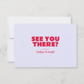 Moderne farbenfrohe Retro Fun kühne einzigartige H RSVP Karte (Rückseite)