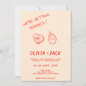 Moderne farbenfrohe Retro Fun Whimsical Script Hoc Einladung (Vorderseite)