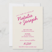 Moderne farbenfrohe Retro Fun Whimsical Script Hoc Einladung (Vorderseite)