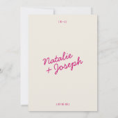 Moderne farbenfrohe Retro Fun Whimsical Script Hoc Einladung (Rückseite)