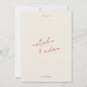 Moderne farbenfrohe Retro Fun Whimsical Script Hoc Einladung (Rückseite)