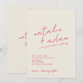 Moderne farbenfrohe Retro Fun Whimsical Script Hoc Einladung (Vorne/Hinten)
