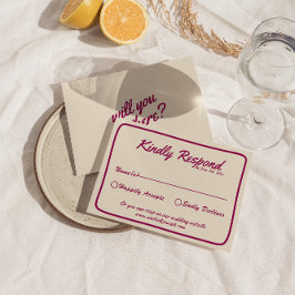 Moderne, farbenfrohe Retro Fun Whimsical Wedding RSVP Karte