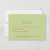 Moderne farbenfrohe Retro Funky Bright Bold Weddin RSVP Karte (Vorderseite)