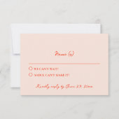 Moderne farbenfrohe Retro Funky Bright Bold Weddin RSVP Karte (Vorderseite)