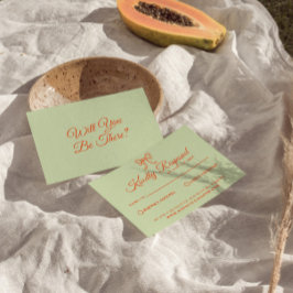 Moderne, farbenfrohe Retro-Hochzeit Gezeichnet RSVP Karte