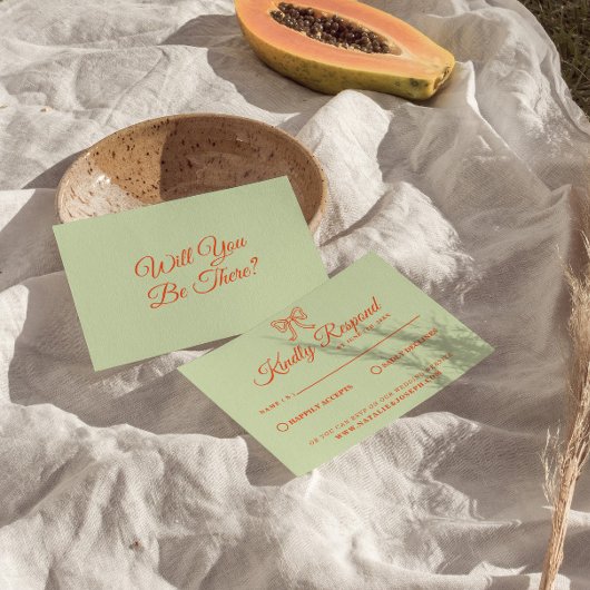 Moderne, farbenfrohe Retro-Hochzeit Gezeichnet RSVP Karte