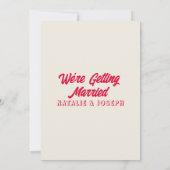 Moderne, farbenfrohe Retro muffige Whimsical Weddi Einladung (Rückseite)