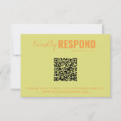 Moderne farbenfrohe Retro QR Code Whimsical Weddin RSVP Karte (Vorderseite)