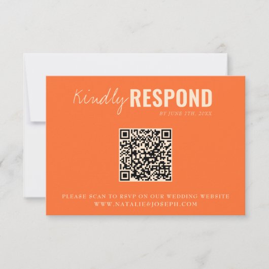 Moderne farbenfrohe Retro Whimsical QR Code Hochze RSVP Karte (Vorderseite)