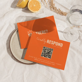 Moderne farbenfrohe Retro Whimsical QR Code Hochze RSVP Karte