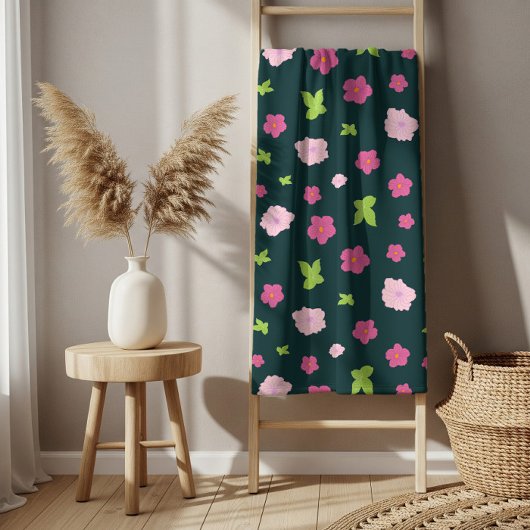 Moderne farbenfrohe romantische Blumenmuster Trend Badhandtuch Set