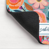 Moderne farbenfrohe rosa Blumen Monogramm Mousepad (Ecke)
