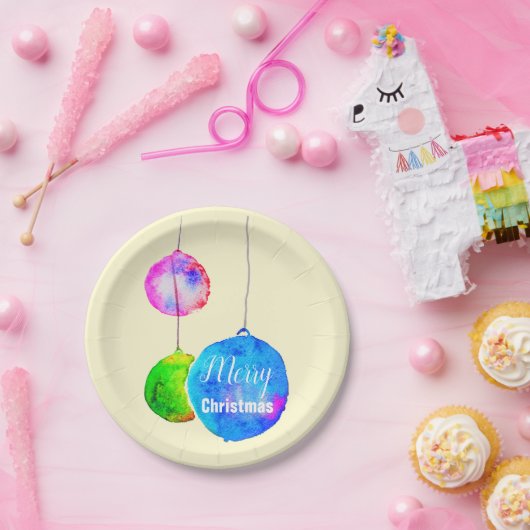 Moderne farbenfrohe rosa und blaue Weihnachten Pappteller (Party)