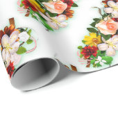 Moderne, farbenfrohe Rose Blume Geschenk Geschenkpapier (Rolleneckpunkt)