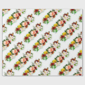 Moderne, farbenfrohe Rose Blume Geschenk Geschenkpapier (Flach)