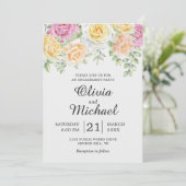 Moderne farbenfrohe Rose Elegante Engagement Party Einladung (Stehend Vorderseite)