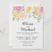 Moderne farbenfrohe Rose Elegante Hochzeitsfeier Einladung (Vorderseite)