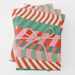 Moderne farbenfrohe rote grüne rosa geometrische S Geschenkpapier Set