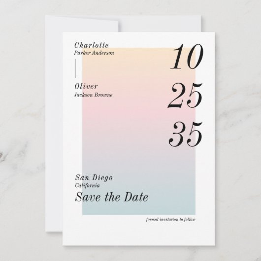 Moderne farbenfrohe Save-the-Date-Wasserfarbe Einladung (Vorderseite)