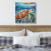 Moderne, farbenfrohe Schildkröte Kunst Leinwanddruck (Insitu (Schlafzimmer))