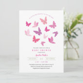 Moderne farbenfrohe Schmetterlinge Kinderdusche Ei Einladung (Stehend Vorderseite)