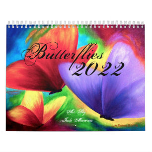 Moderne farbenfrohe Schmetterlingsblume Illustrati Kalender