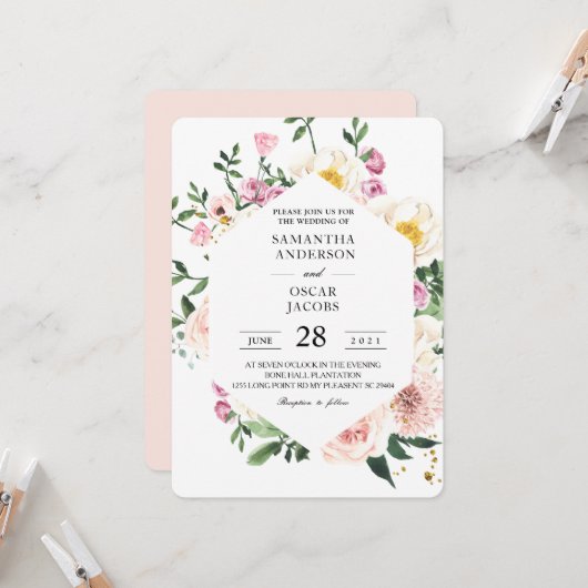 Moderne Farbenfrohe Schönheit Wasserfarben Blume Einladung (Vorderseite/Rückseite Beispiel)