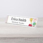 Moderne farbenfrohe Schulausstattung Lehrer Schreibtischnamensplakette (Vorderseite )