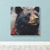 Moderne, farbenfrohe Schwarzbären Kunst Leinwanddruck (Insitu (Holzboden))