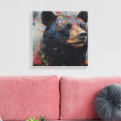 Moderne, farbenfrohe Schwarzbären Kunst Leinwanddruck (Insitu (Wohnzimmer))