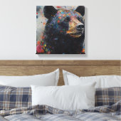 Moderne, farbenfrohe Schwarzbären Kunst Leinwanddruck (Insitu (Schlafzimmer))