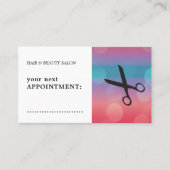 Moderne farbenfrohe Schwarze Schere Haar Ernennung Terminkarte (Vorderseite)