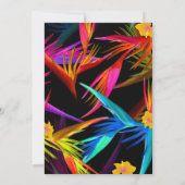 Moderne farbenfrohe Schwarze Tropenblumenhochzeit Einladung (Rückseite)