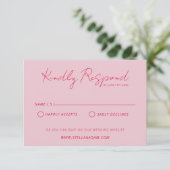 Moderne farbenfrohe Script Retro Fun Wedding Websi RSVP Karte (Stehend Vorderseite)