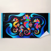 Moderne, farbenfrohe Seepferde individuell anpassb Strandtuch (Vorderseite)