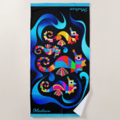 Moderne, farbenfrohe Seepferde individuell anpassb Strandtuch (Vorderseite)