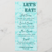 Moderne farbenfrohe Smaragdgrüne geometrische Hoch Menükarte (Vorderseite)