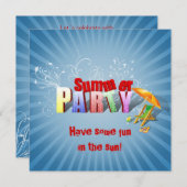 Moderne farbenfrohe Sommerferien Einladung (Vorne/Hinten)