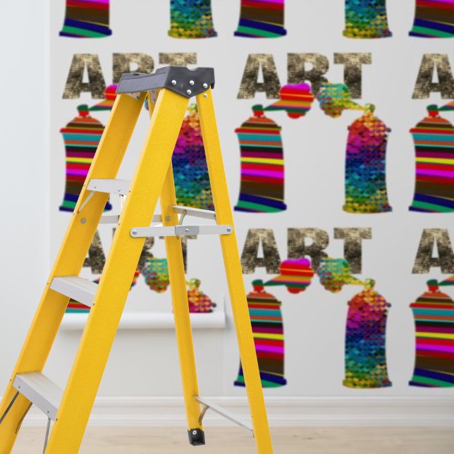 Moderne farbenfrohe Spritzdosen Art Graphic Peel S Tapete (Modern Colorful Spray Cans Art Graphic Peel Stick Wallpaper)