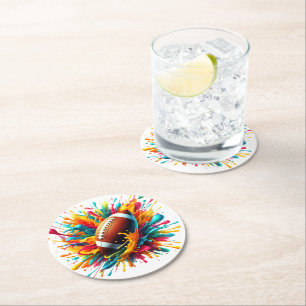 Moderne farbenfrohe Spritzspiel Ballsportarten Runder Pappuntersetzer
