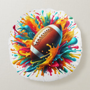 Moderne farbenfrohe Spritzspiel Ballsportarten Rundes Kissen