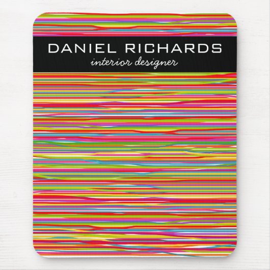 Moderne farbenfrohe Streifen Lebhafter Innenarchit Mousepad (Vorne)