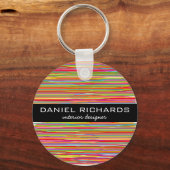 Moderne farbenfrohe Streifen Lebhafter Innenarchit Schlüsselanhänger (Vorderseite)