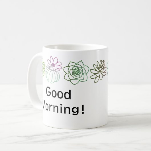 Moderne farbenfrohe Sukkulationen personalisierte  Kaffeetasse (Vorderseite Links)
