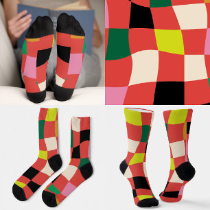 Moderne farbenfrohe Tartan-Karo-Weihnachten Socken